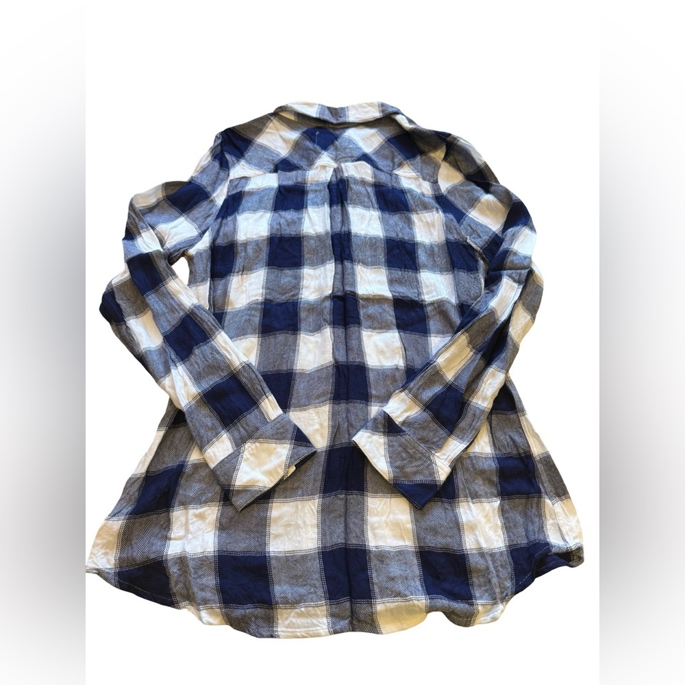 Rails Hunter Buffalo Plaid Button Down Shirt Navy White M Rayon Soft Flannel - Picture 6 of 9